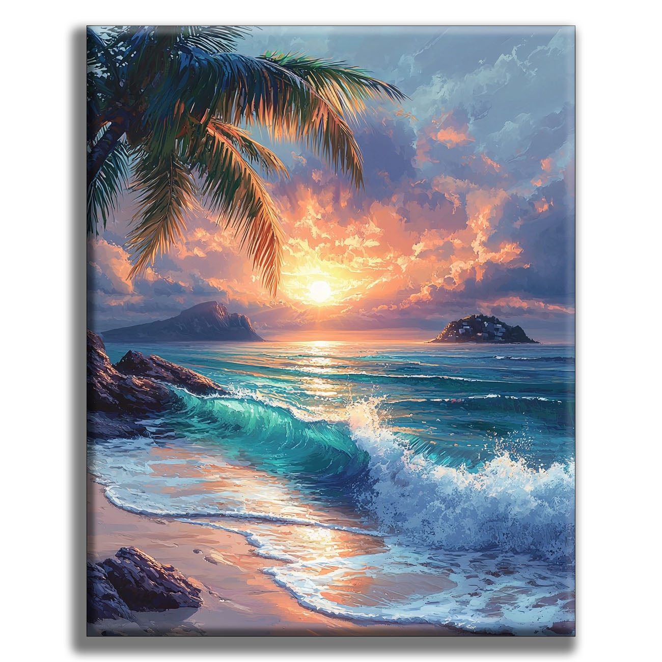 Lever de soleil sur la mer - peinture par numéros