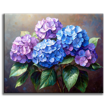 Hortensia bleu - Peinture par numéros