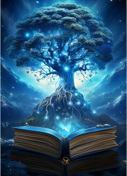 Blauer Baum der Weisheit - Diamond Painting