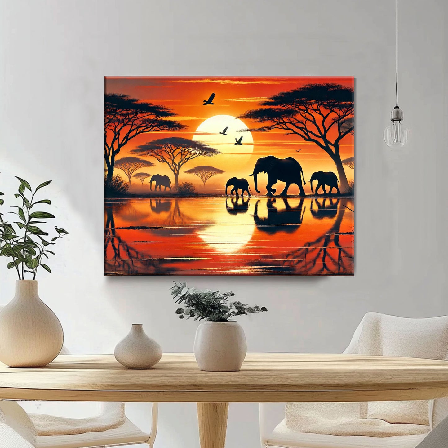 Coucher de soleil sur un éléphant - Peinture par numéros