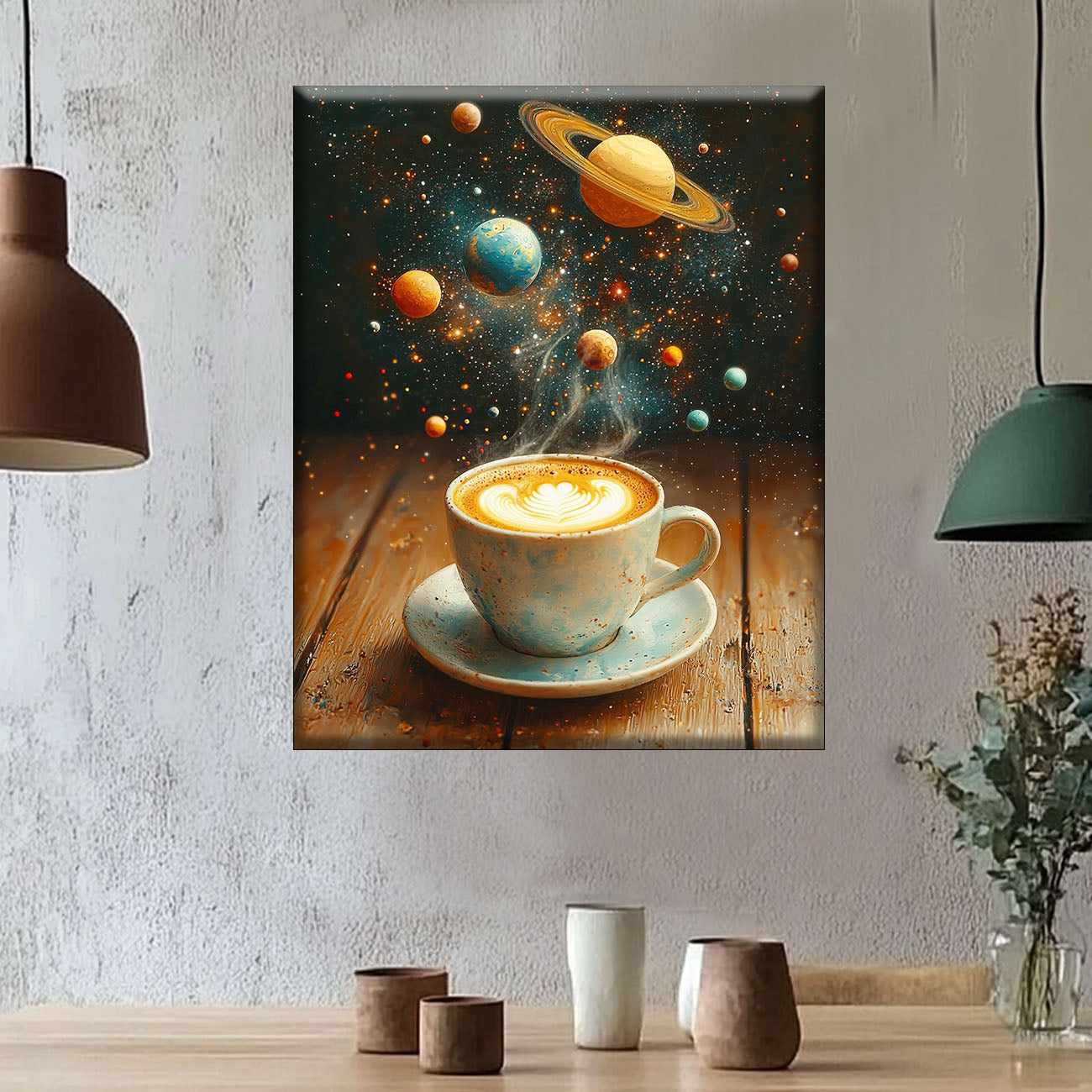 Galaxies dans une tasse - peinture par numéros