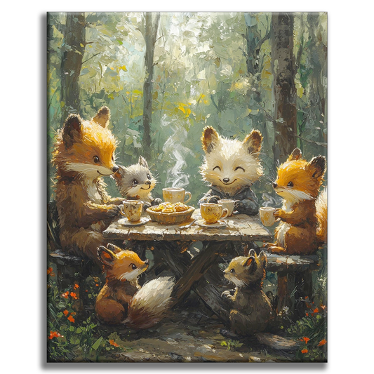 Klatch au café des habitants de la forêt - peinture par numéros