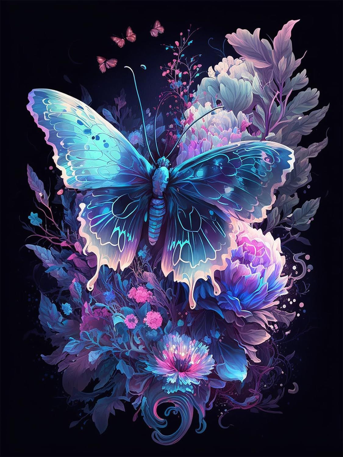 Leuchtender Schmetterling im Dunkeln - Diamond Painting