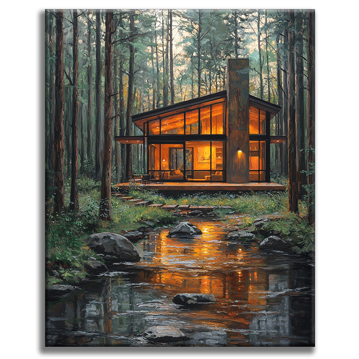 Cabane forestière moderne - peinture par numéros