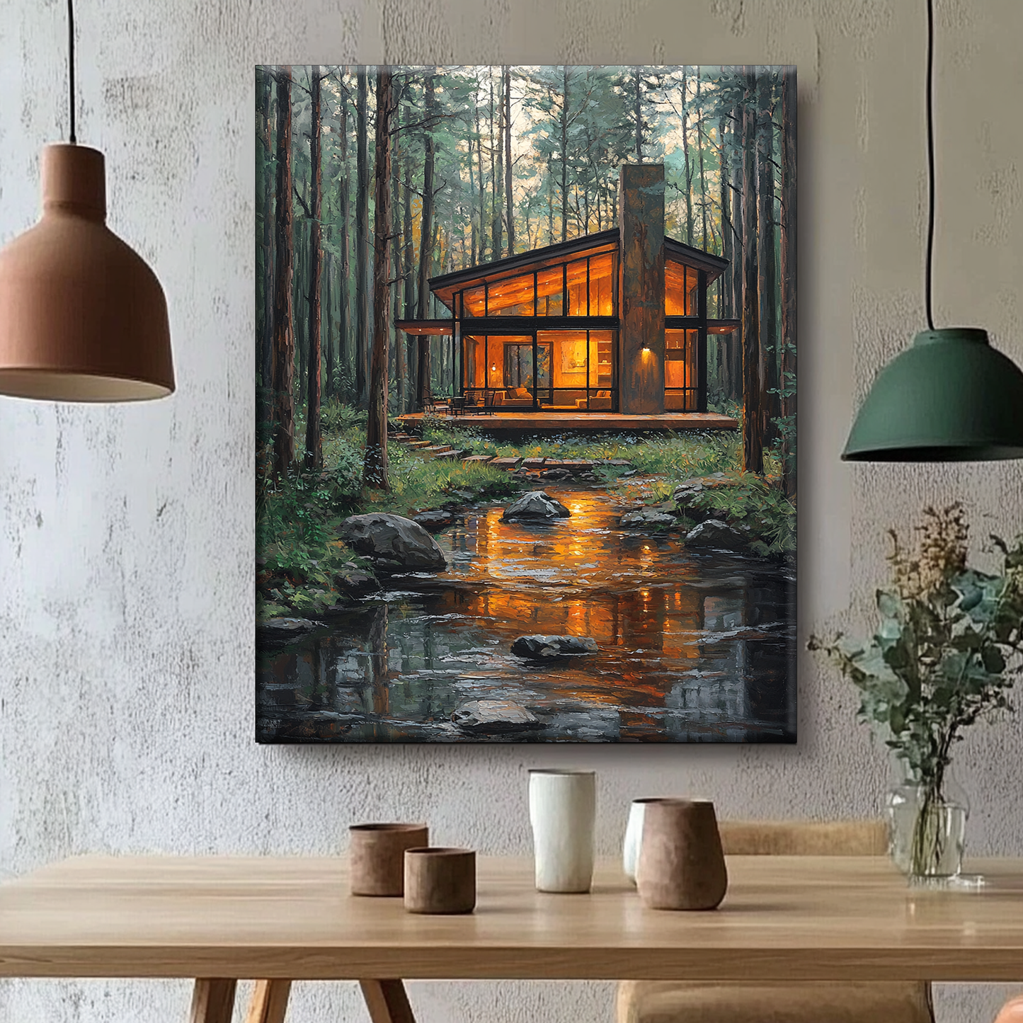 Cabane forestière moderne - peinture par numéros