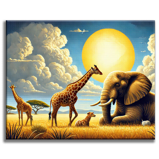 Girafe et éléphant - Peinture par numéros