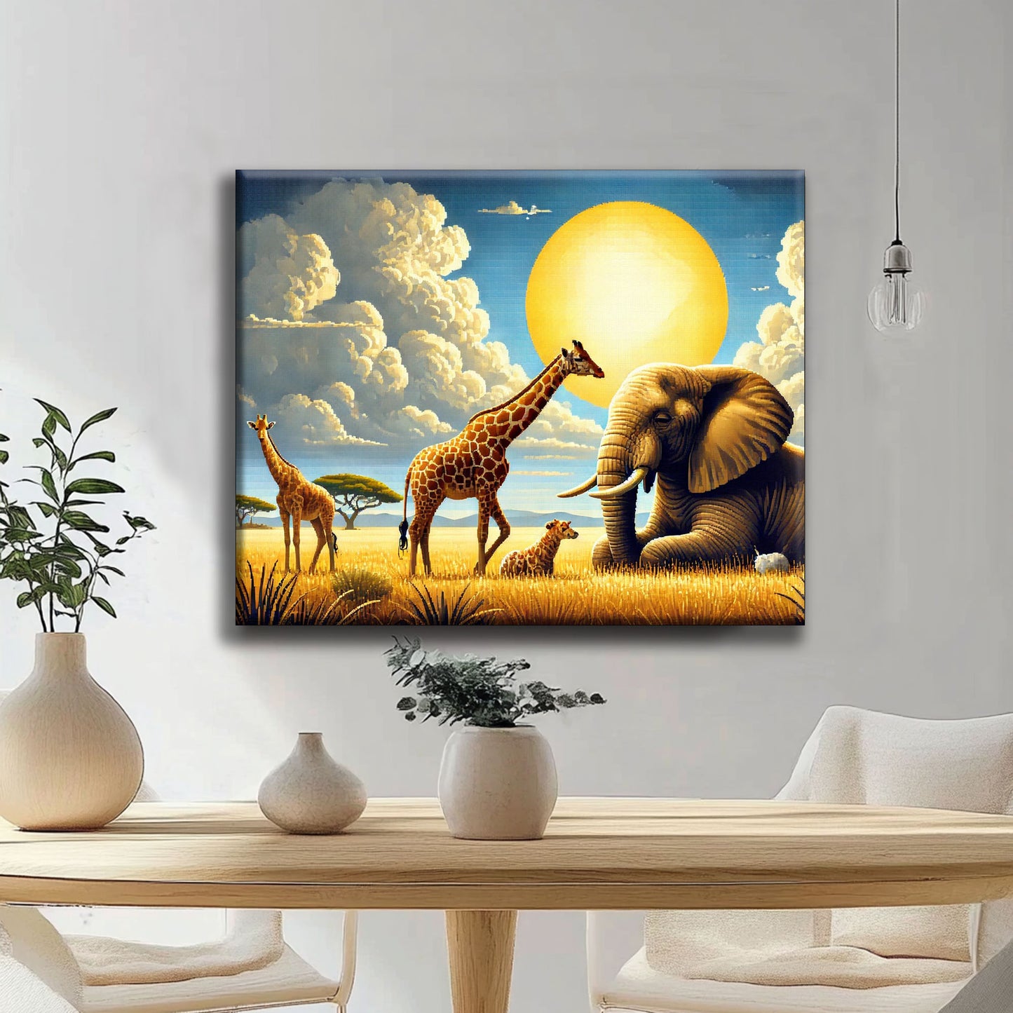 Girafe et éléphant - Peinture par numéros