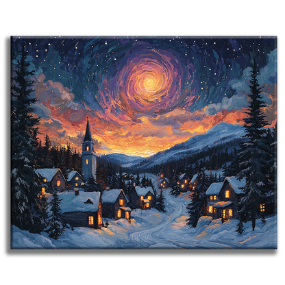 Village de nuit étoilée - Peinture par numéros